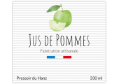 étiquette jus de pommes artisanal 330 ml