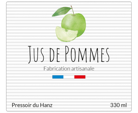 étiquette jus de pommes artisanal 330 ml