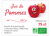 étiquette adhésive jus de pommes