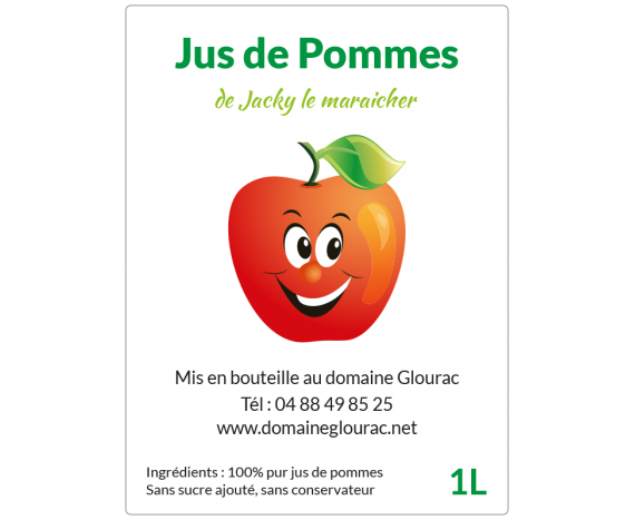 étiquette bouteille jus de pommes