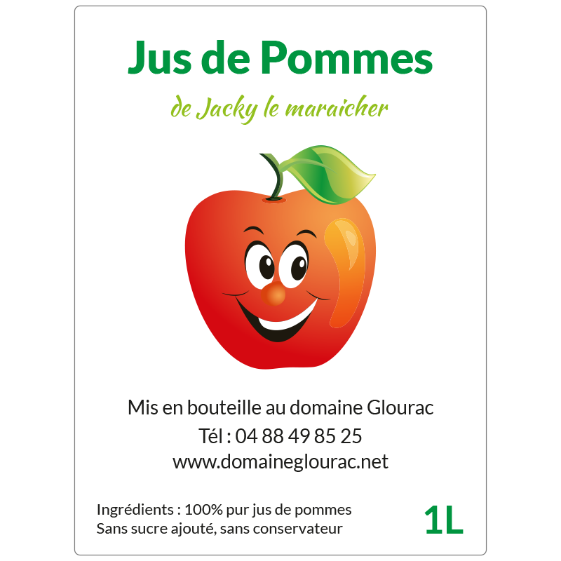 Autocollant de bouteille de jus de pomme 1L à personnaliser en ligne