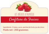 Étiquettes autocollantes confiture de fraise