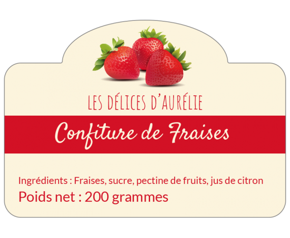 Étiquettes autocollantes confiture de fraise