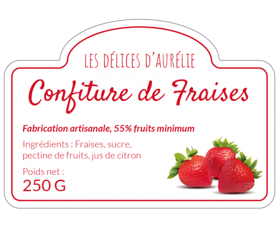 Étiquettes confitures fraises - Impression étiquettes en rouleau