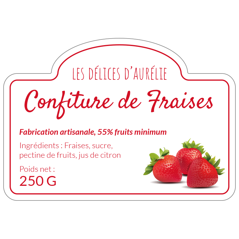 15 Etiquettes bocaux personnalisables confiture fraise - L'envie d'être vu  - Cadeaux personnalisés et impressions tous supports