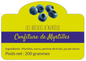 Étiquettes autocollantes confiture de myrtilles