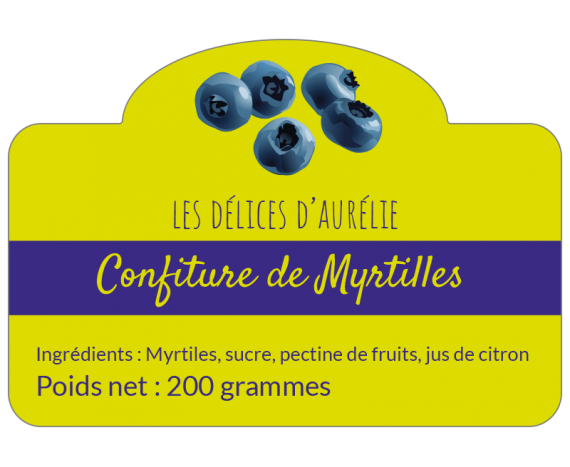 Étiquettes autocollantes confiture de myrtilles