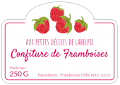 Étiquette autocollante confiture framboise