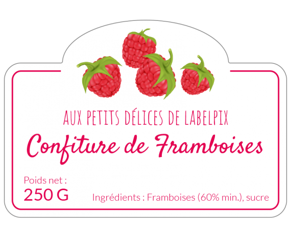 Étiquette autocollante confiture framboise