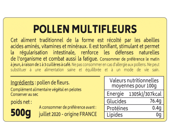 contre-étiquette POLLEN