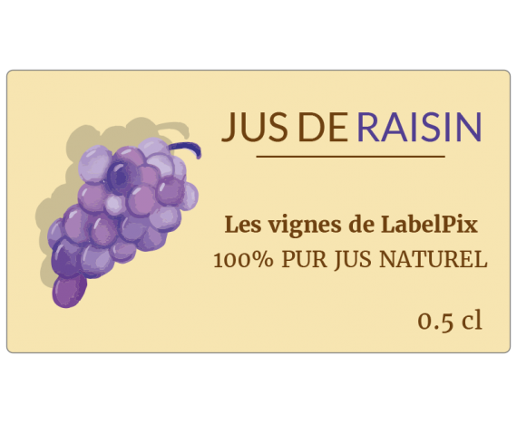 étiquette autocollante jus de raisin