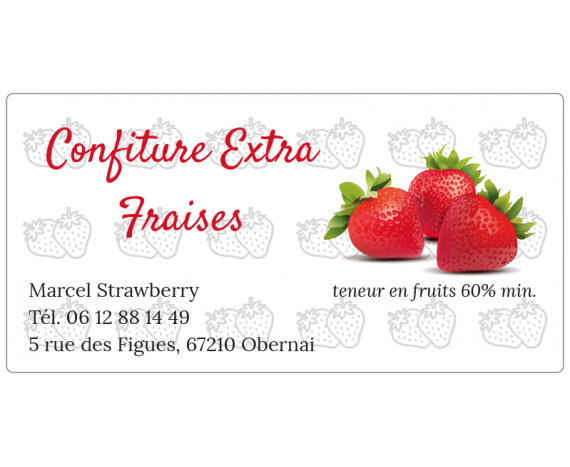 Étiquettes autocollantes confiture extra fraise