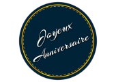 Étiquette rond Joyeux anniversaire fond bleu