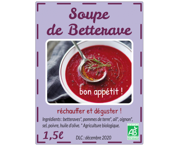 étiquette conserve Soupe de betterave