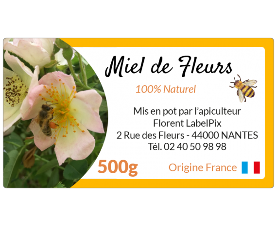 étiquette miel de fleurs en bobine