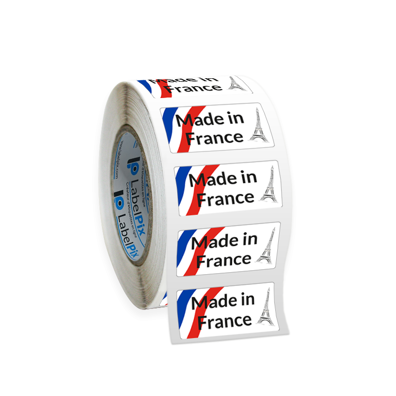 Étiquette Made in France en rouleau - Impression haute définition
