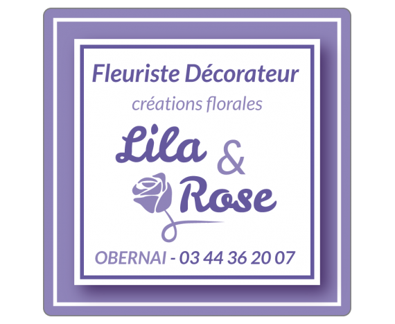 étiquette fleuriste décorateur lila rose