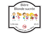 étiquette bière blonde sucrée par enfants