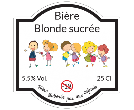 étiquette bière blonde sucrée par enfants