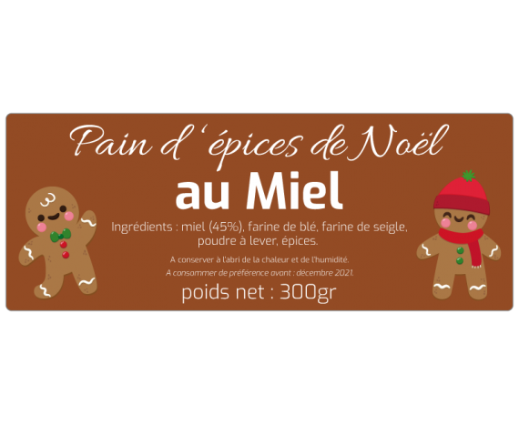 étiquette pain d'épices de noel