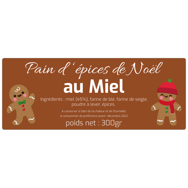 Étiquettes autocollantes pain d'épices de Noël à personnaliser