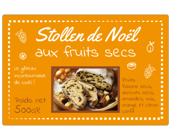 étiquette adhésive Stollen de Noël