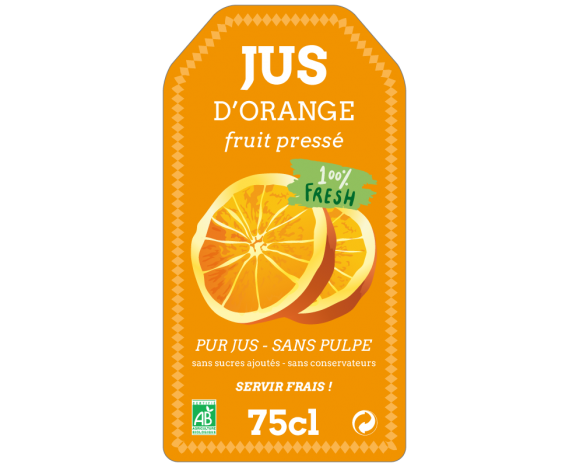 étiquette autocollante pur jus d'orange