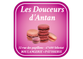 étiquette boulangerie avec macarons roses