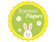 étiquette Joyeuses Pâques verte avec lapin